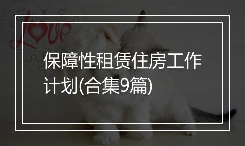 保障性租赁住房工作计划(合集9篇)