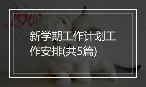 新学期工作计划工作安排(共5篇)