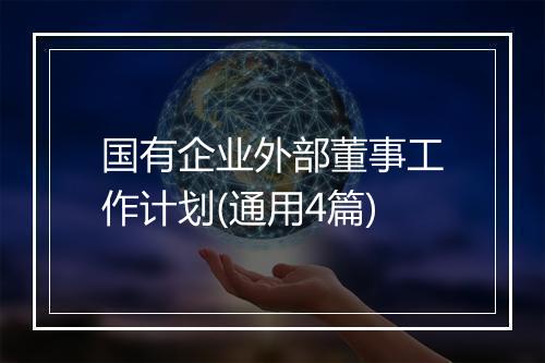 国有企业外部董事工作计划(通用4篇)