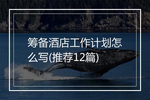 筹备酒店工作计划怎么写(推荐12篇)