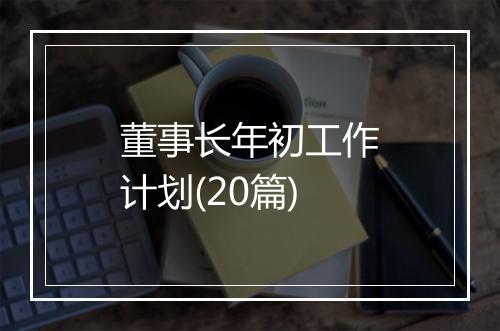 董事长年初工作计划(20篇)