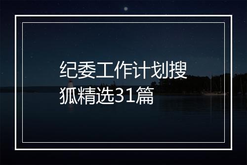 纪委工作计划搜狐精选31篇