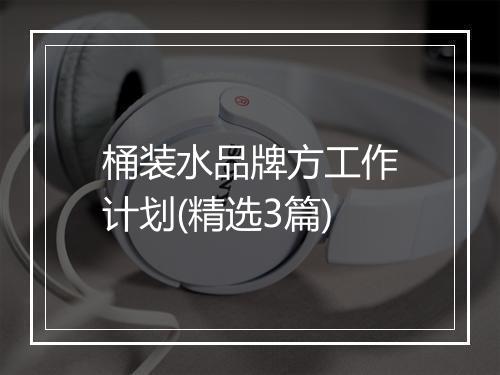 桶装水品牌方工作计划(精选3篇)