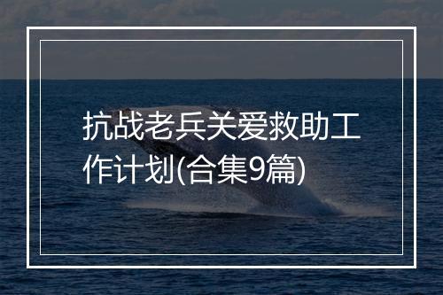 抗战老兵关爱救助工作计划(合集9篇)