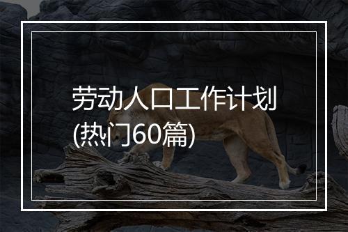 劳动人口工作计划(热门60篇)