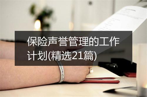 保险声誉管理的工作计划(精选21篇)