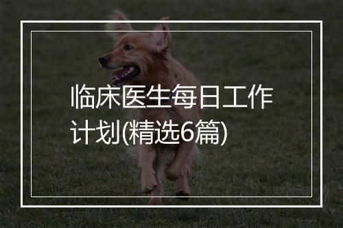 临床医生每日工作计划(精选6篇)