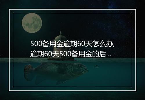 500备用金逾期60天怎么办,逾期60天500备用金的后果
