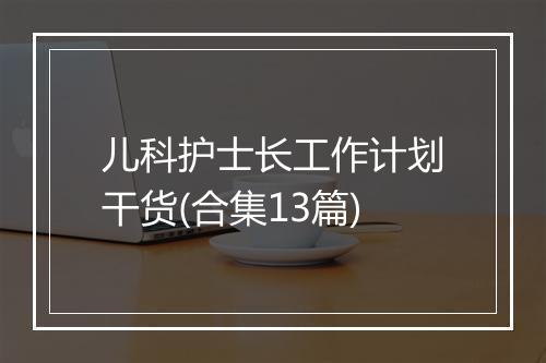 儿科护士长工作计划干货(合集13篇)