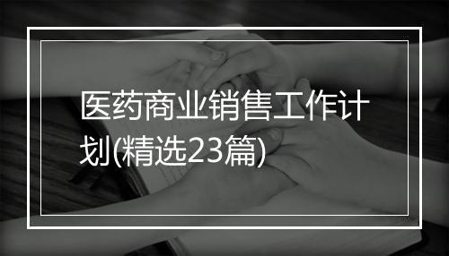 医药商业销售工作计划(精选23篇)