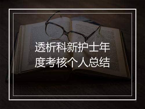 透析科新护士年度考核个人总结