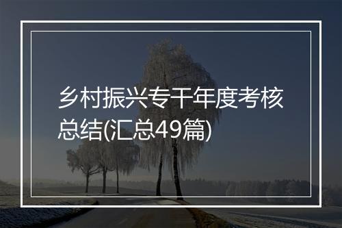 乡村振兴专干年度考核总结(汇总49篇)