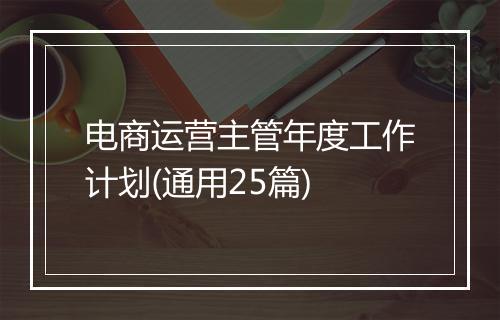 电商运营主管年度工作计划(通用25篇)