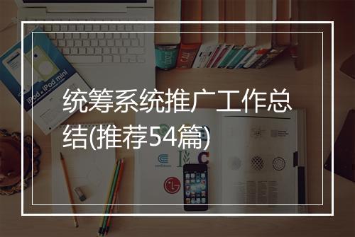 统筹系统推广工作总结(推荐54篇)