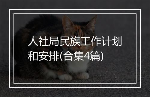 人社局民族工作计划和安排(合集4篇)