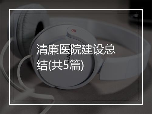 清廉医院建设总结(共5篇)
