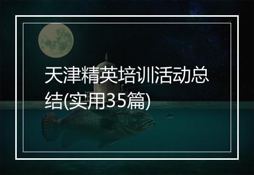 天津精英培训活动总结(实用35篇)