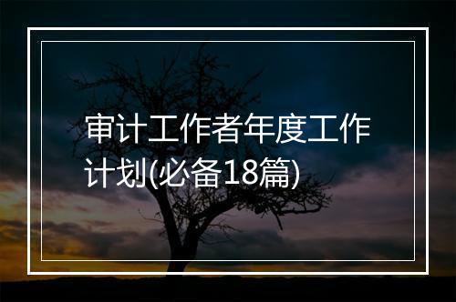 审计工作者年度工作计划(必备18篇)