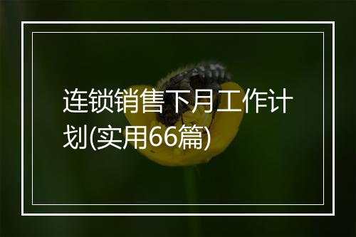 连锁销售下月工作计划(实用66篇)