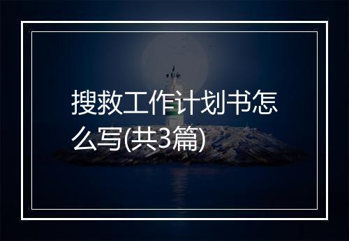 搜救工作计划书怎么写(共3篇)