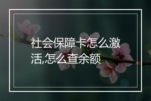 社会保障卡怎么激活,怎么查余额