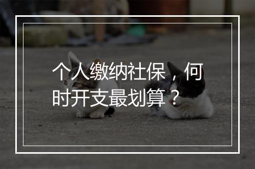 个人缴纳社保，何时开支最划算？