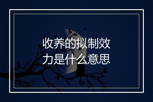 收养的拟制效力是什么意思