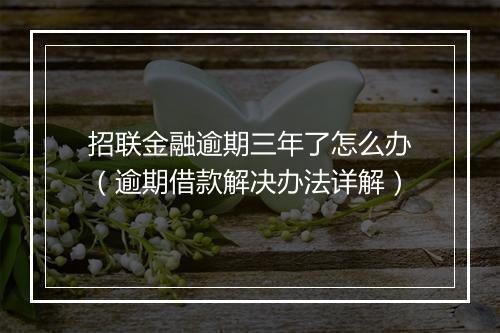 招联金融逾期三年了怎么办（逾期借款解决办法详解）