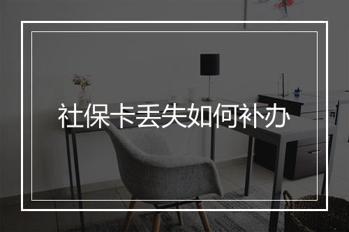 社保卡丢失如何补办