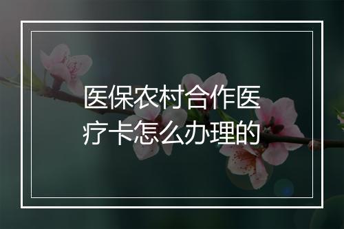 医保农村合作医疗卡怎么办理的