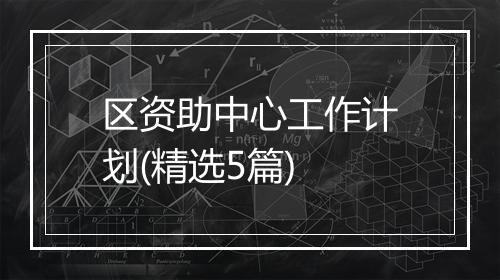 区资助中心工作计划(精选5篇)