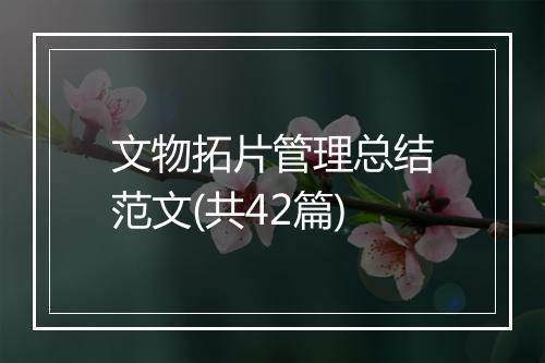 文物拓片管理总结范文(共42篇)