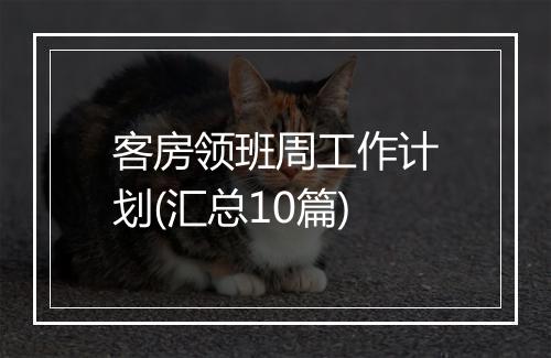客房领班周工作计划(汇总10篇)