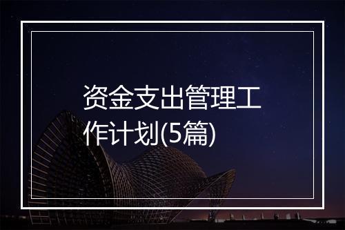 资金支出管理工作计划(5篇)