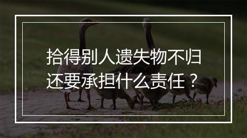 拾得别人遗失物不归还要承担什么责任？