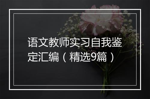 语文教师实习自我鉴定汇编（精选9篇）