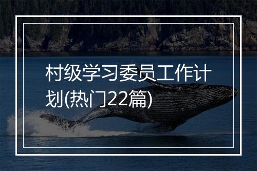村级学习委员工作计划(热门22篇)