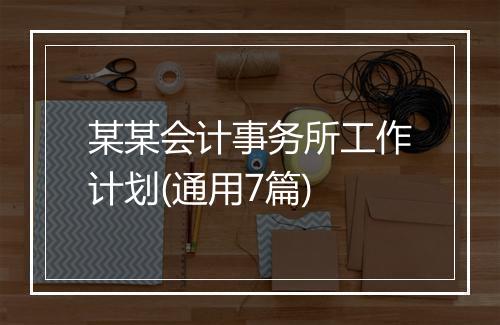 某某会计事务所工作计划(通用7篇)