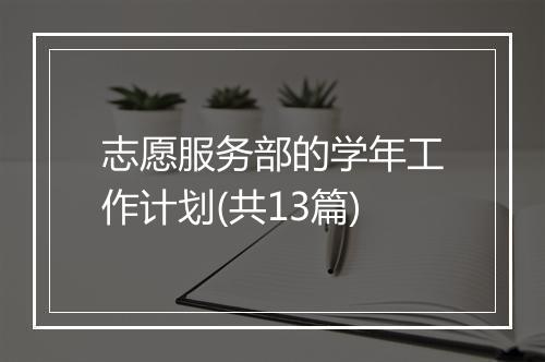 志愿服务部的学年工作计划(共13篇)