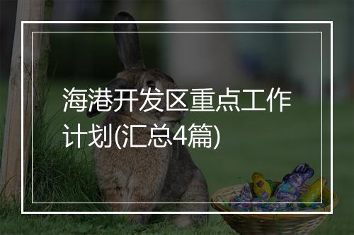 海港开发区重点工作计划(汇总4篇)