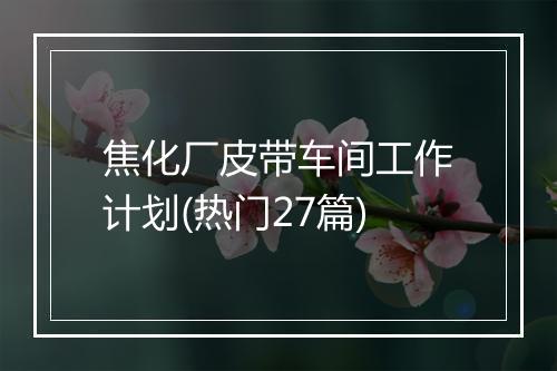 焦化厂皮带车间工作计划(热门27篇)