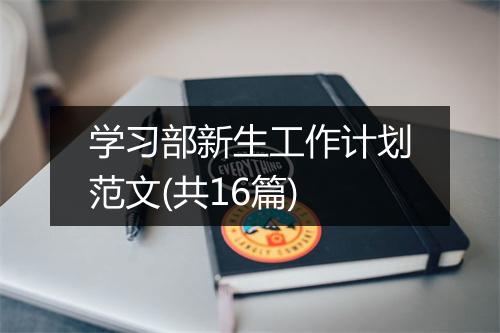 学习部新生工作计划范文(共16篇)