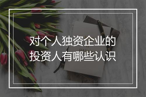 对个人独资企业的投资人有哪些认识