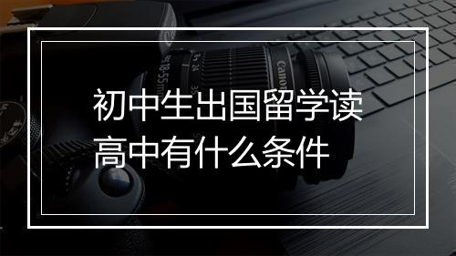 初中生出国留学读高中有什么条件