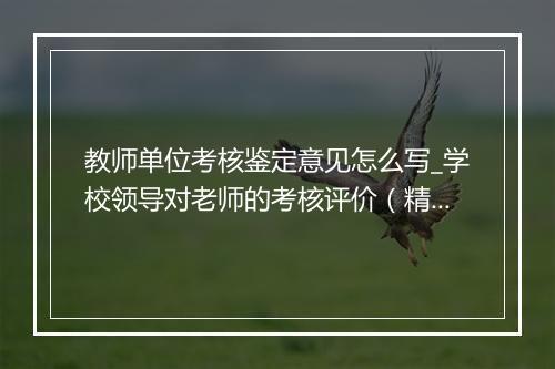 教师单位考核鉴定意见怎么写_学校领导对老师的考核评价（精选8篇）