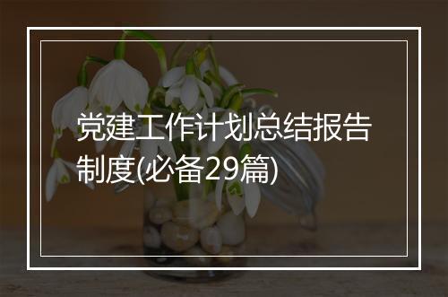 党建工作计划总结报告制度(必备29篇)