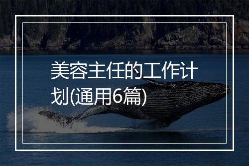 美容主任的工作计划(通用6篇)