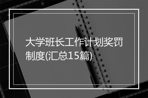 大学班长工作计划奖罚制度(汇总15篇)