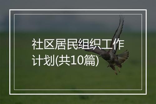社区居民组织工作计划(共10篇)