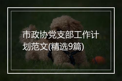 市政协党支部工作计划范文(精选9篇)